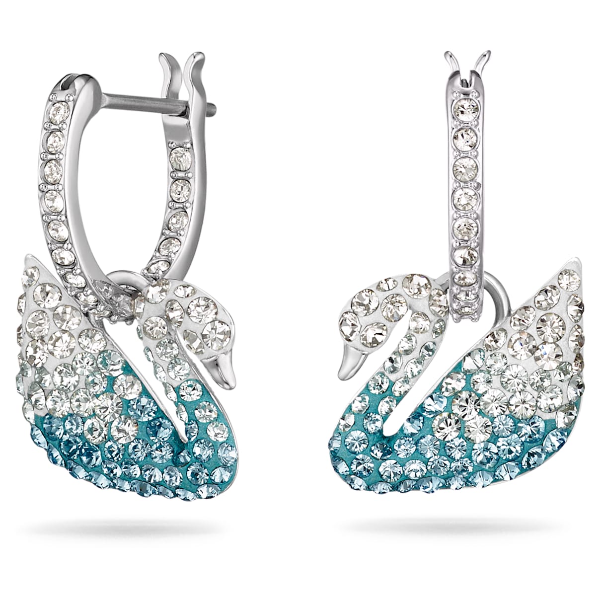 

Swarovski Iconic Swan drop earrings, Swan, Blue, Rhodium plated