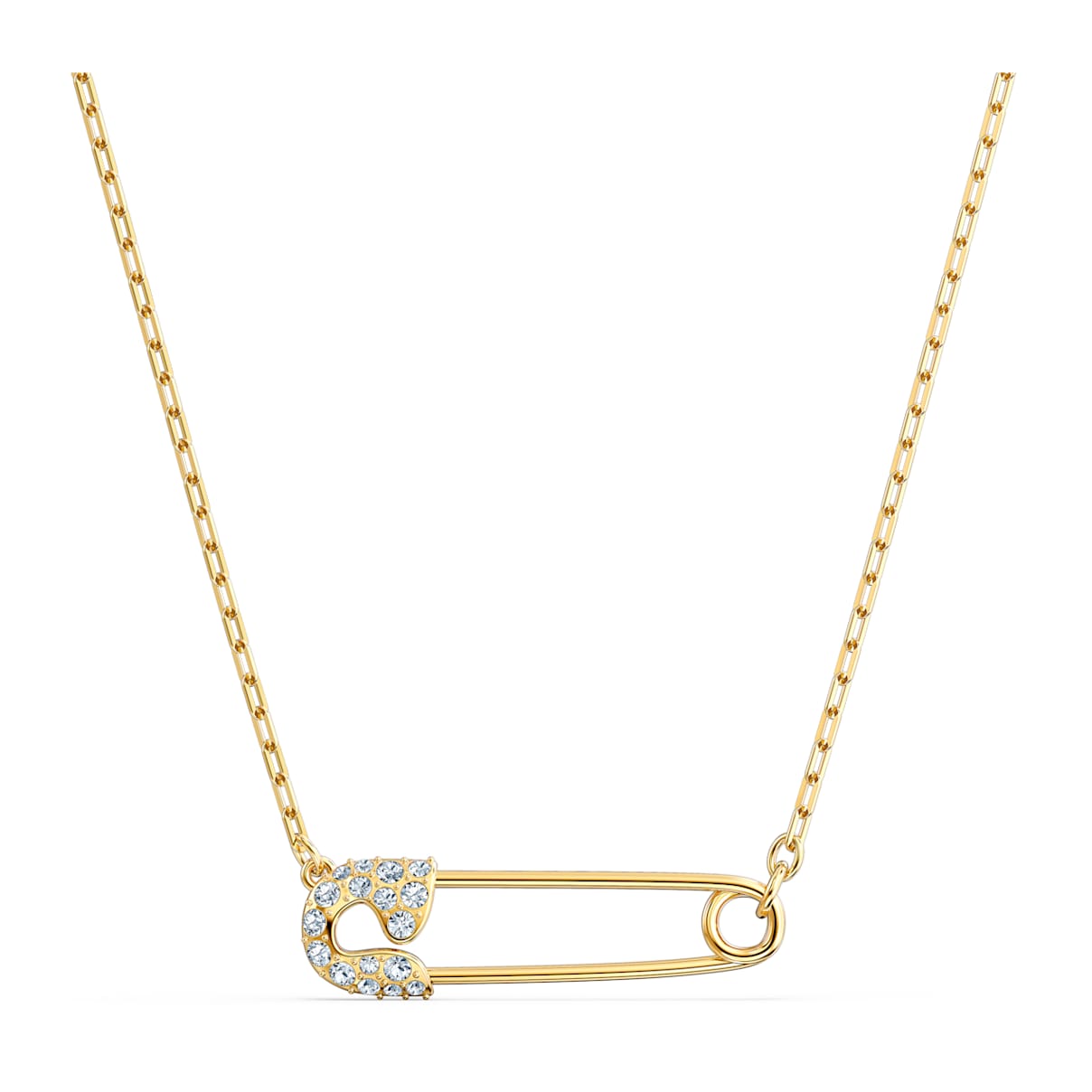 So Cool Pin Necklace, White, Gold-tone plated