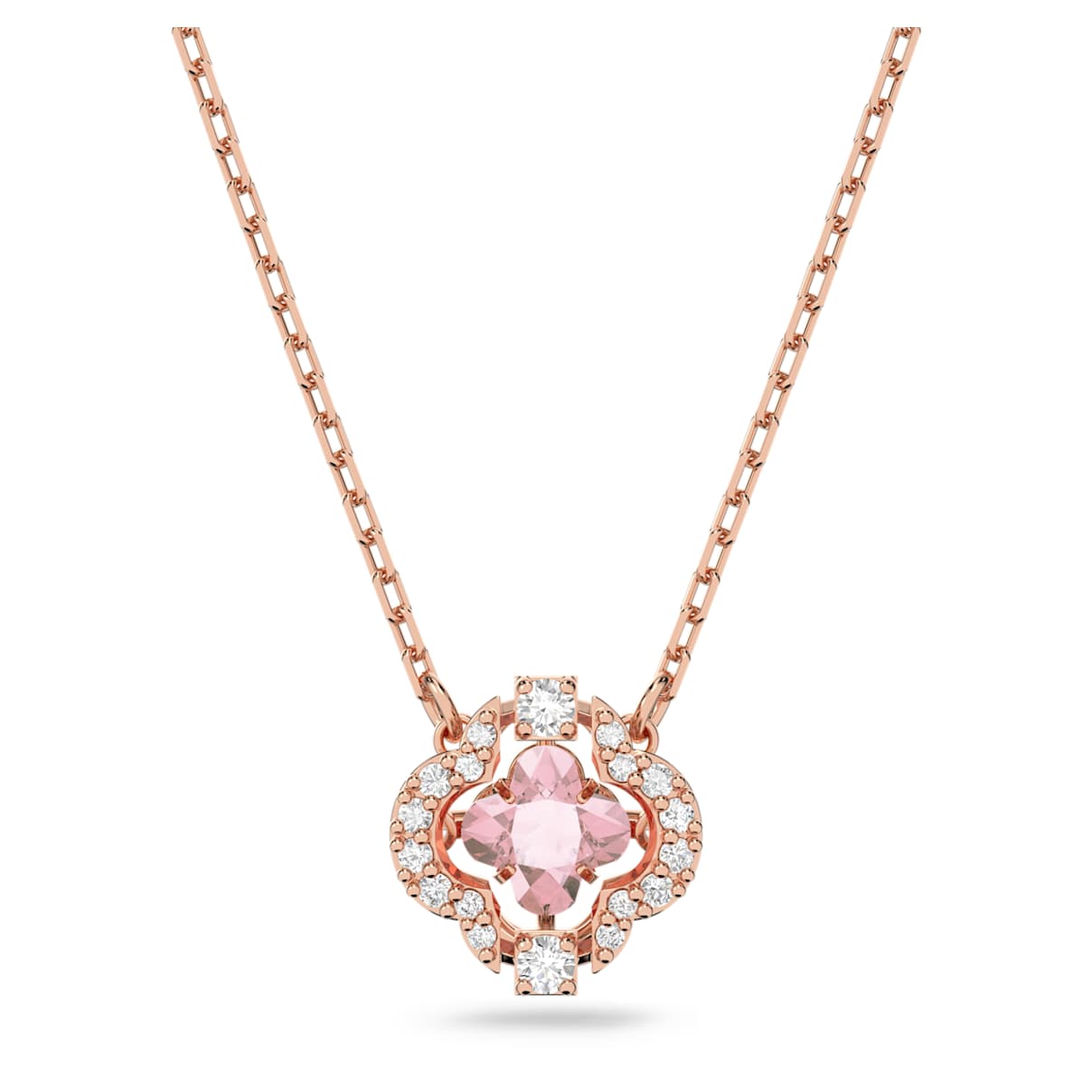 

Una necklace, Clover, Pink, Rose gold-tone plated