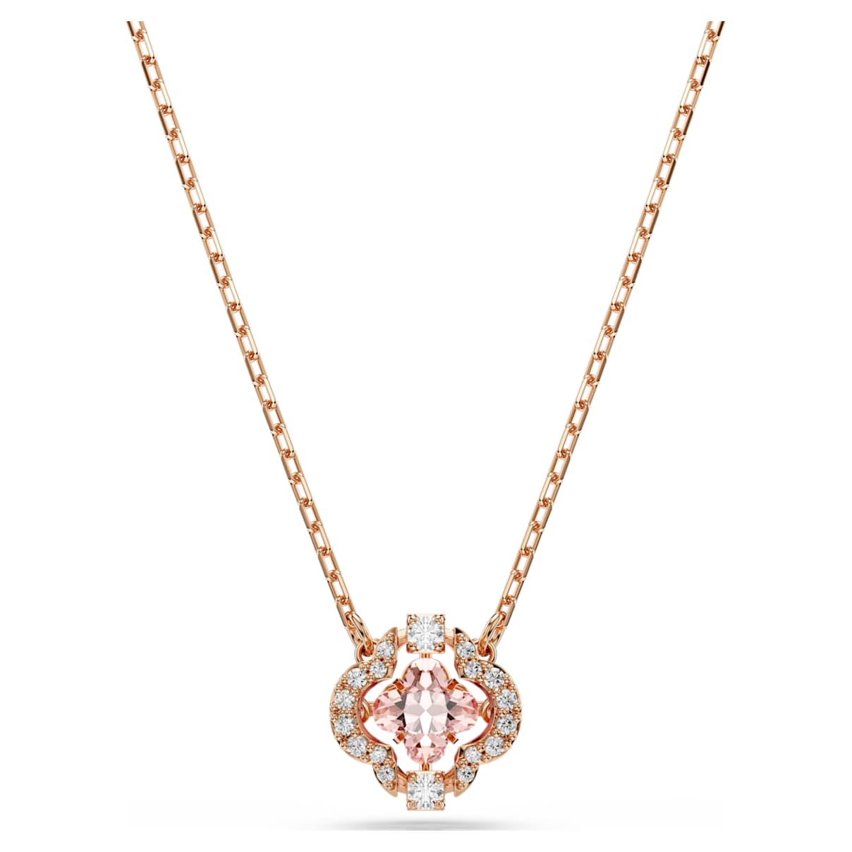 

Una necklace, Clover, Pink, Rose gold-tone plated