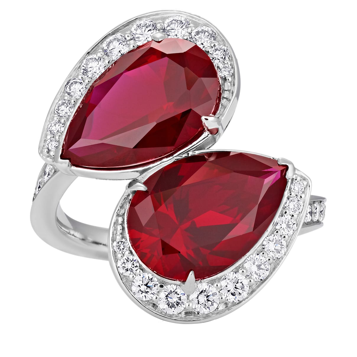 Click to view product details and reviews for Lola Toi Et Moi Ring Swarovski Created Rubies 18k White Gold Size 58.