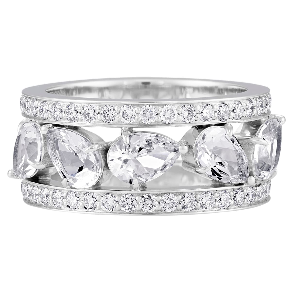 Click to view product details and reviews for Lola Wide Band Ring Swarovski Created Diamonds 18k White Gold Size 55.