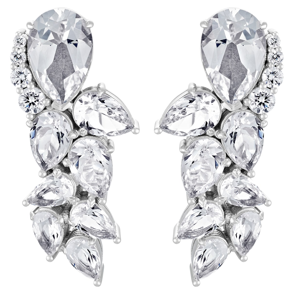 Click to view product details and reviews for Luna Cluster Earrings Swarovski Created Diamonds 18k White Gold.