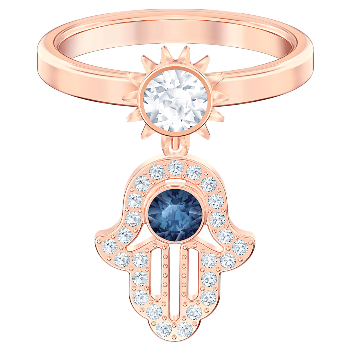 Swarovski Symbolic ring 55, Blue, Rose-gold tone plated