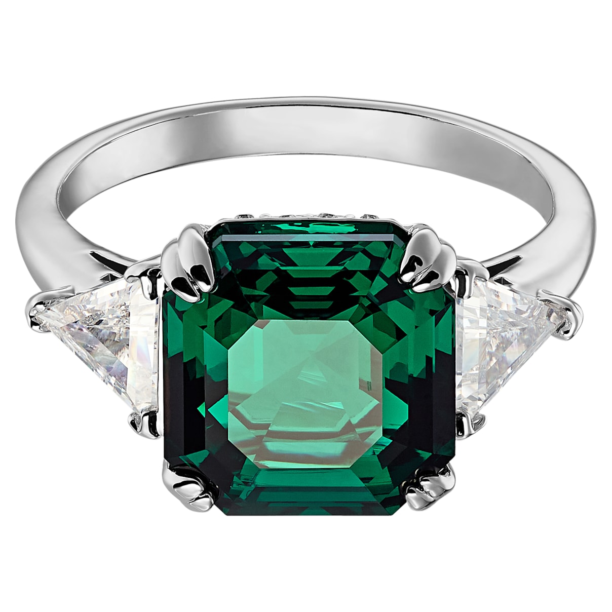 

Swarovski Anillo Attract, Talla octogonal, Verde, Baño de rodio