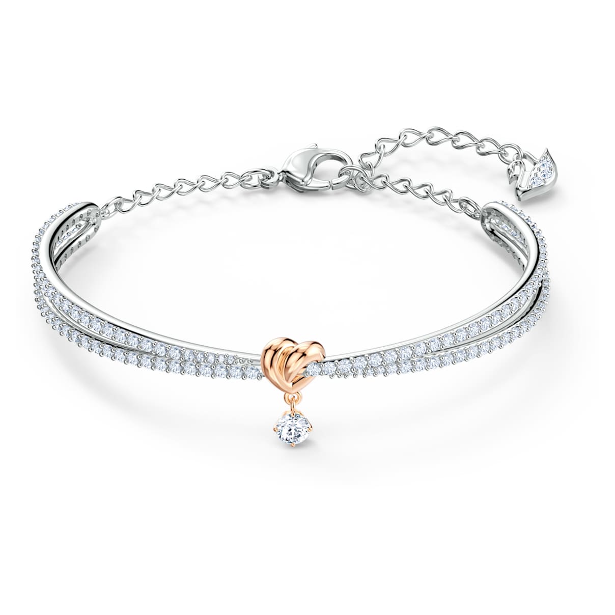 Click to view product details and reviews for Lifelong Heart Bangle White Mixed Metal Finish.