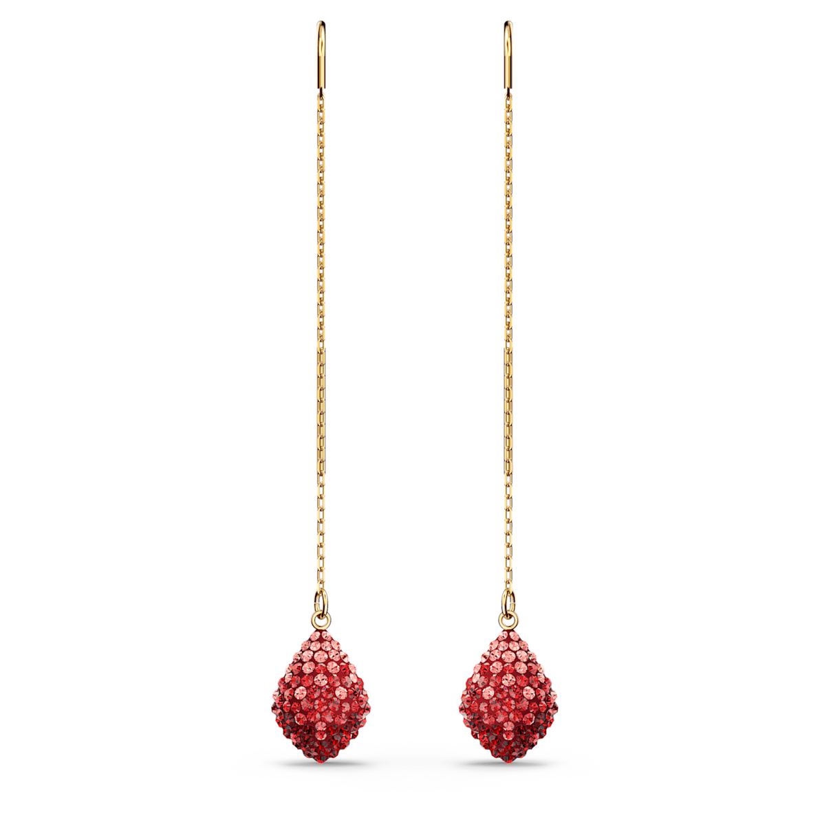 

Swarovski Fun drop earrings, Long, Red, Gold-tone plated