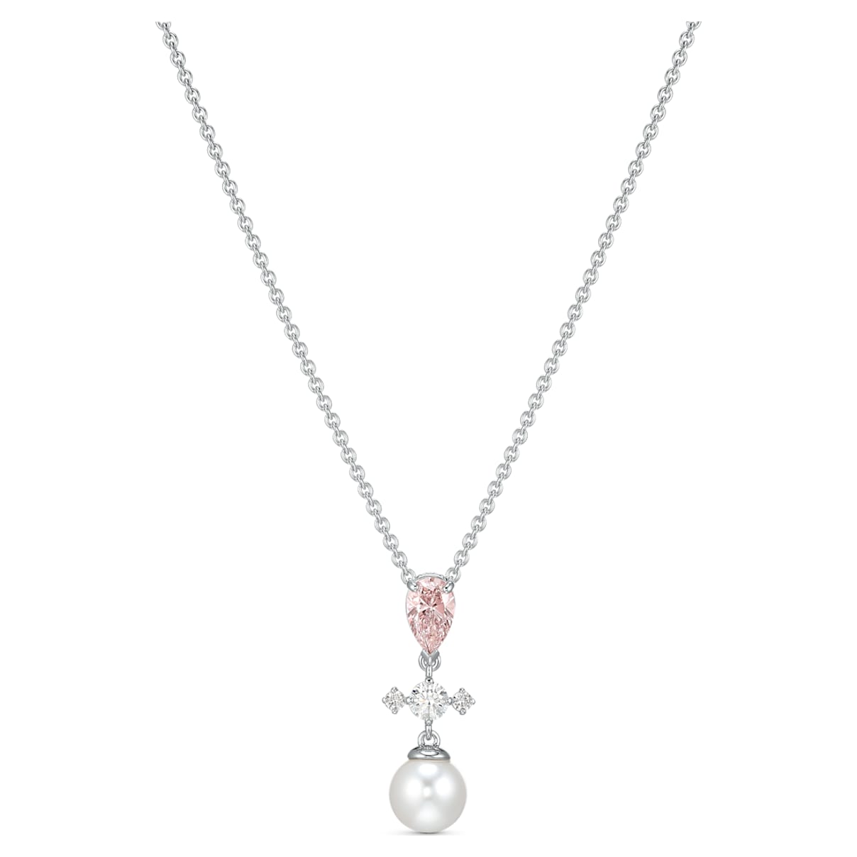 Perfection Necklace Pink, Rhodium plated