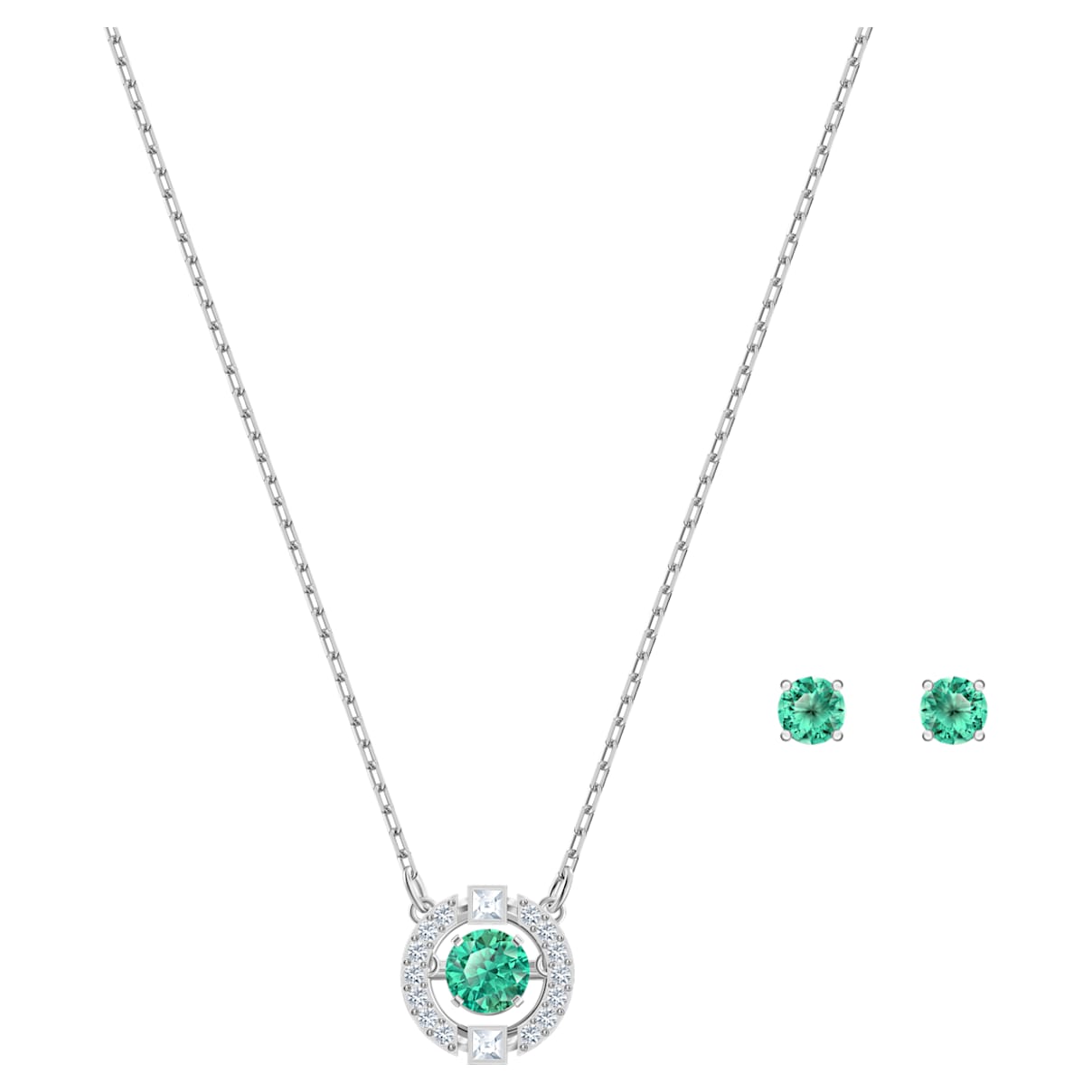 Click to view product details and reviews for Swarovski Sparkling Dance Set Green Rhodium Plated.