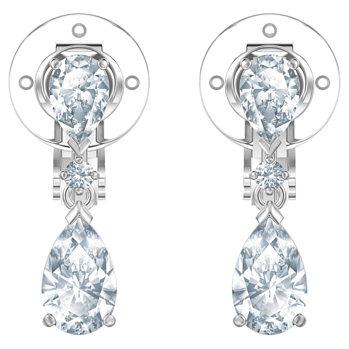 

Swarovski Palace クリップイヤリング, ドロップカット, ホワイト, ロジウム・プレーティング