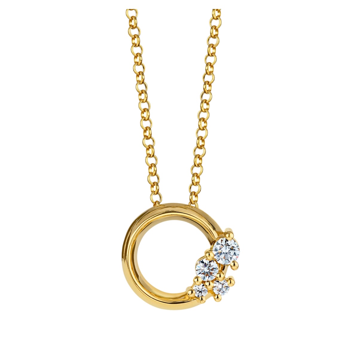 Glacial Small Necklace, Swarovski Created Diamonds, 18K Yellow Gold