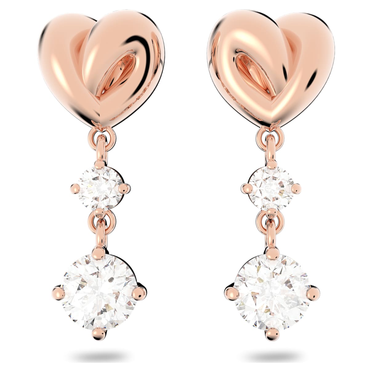 Lifelong Heart drop earrings, Heart, White, Rose gold-tone plated