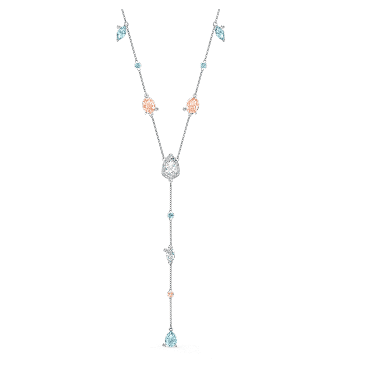 Click to view product details and reviews for Sunny Y Necklace Light Multi Coloured Rhodium Plated.