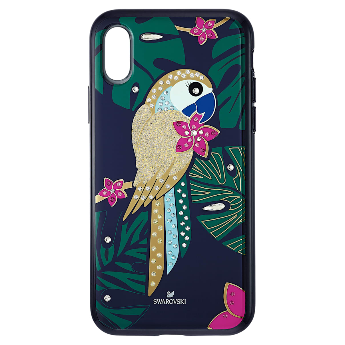 Custodia per smartphone con bordi protettivi Tropical Parrot, iPhone® X/XS, multicolore scuro