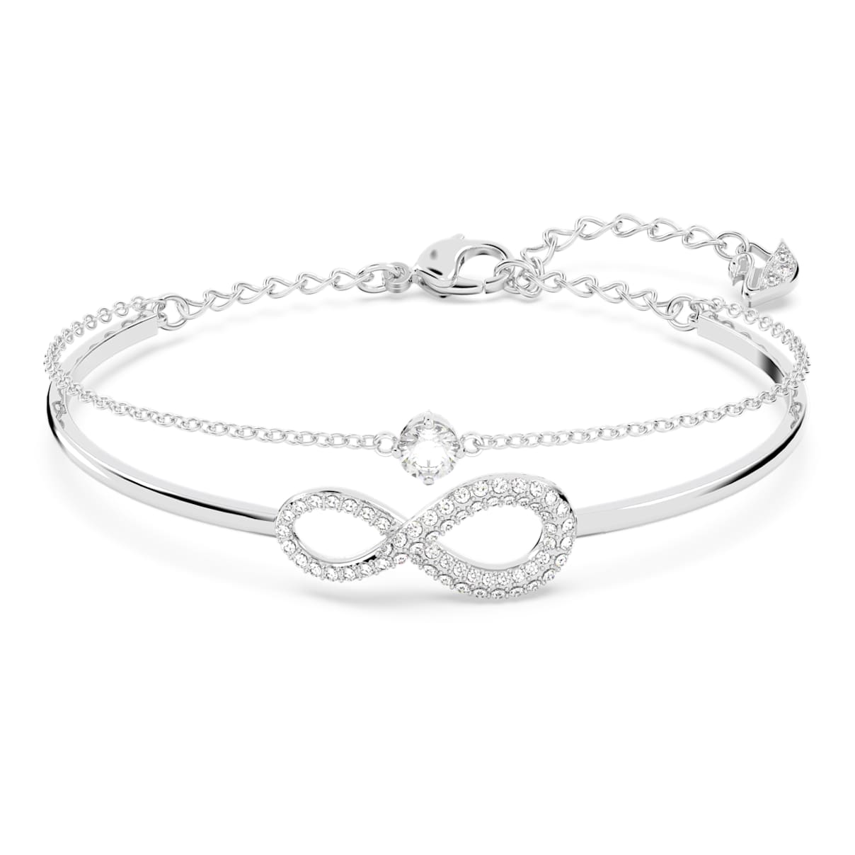 

Swarovski Infinity bangle, Infinity, White, Rhodium plated