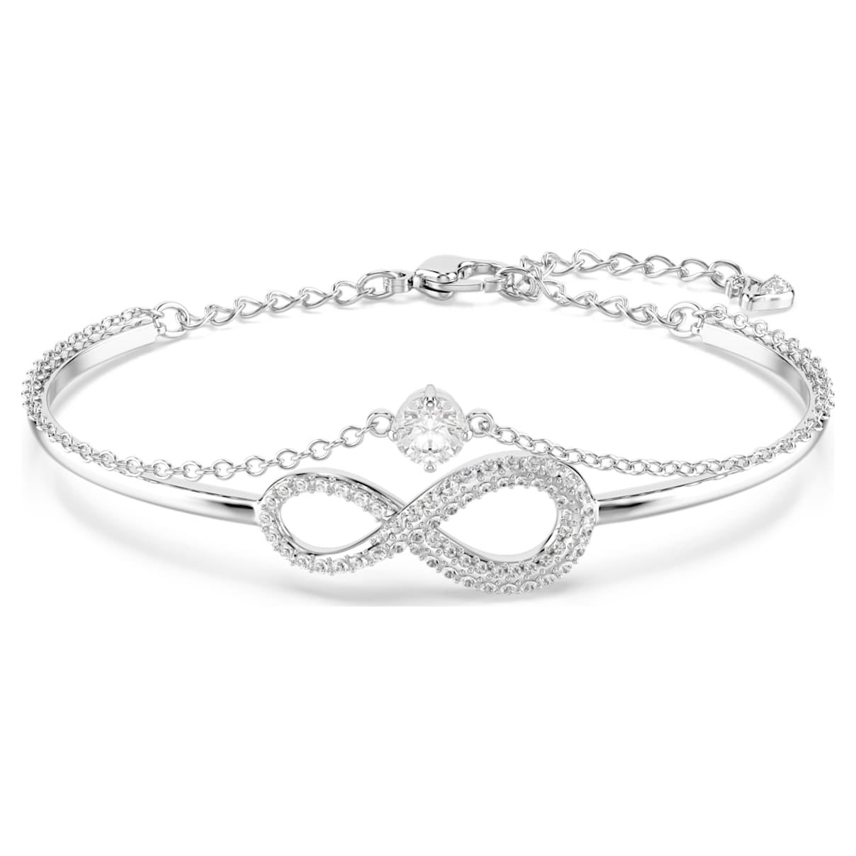 

Swarovski Infinity バングル, インフィニティ, ホワイト, ロジウム・プレーティング