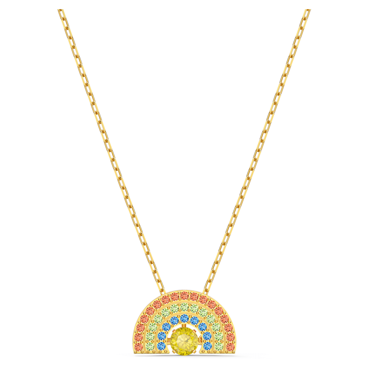 Click to view product details and reviews for Swarovski Sparkling Dance Rainbow Necklace Light Multi Coloured Gold Tone Plated.