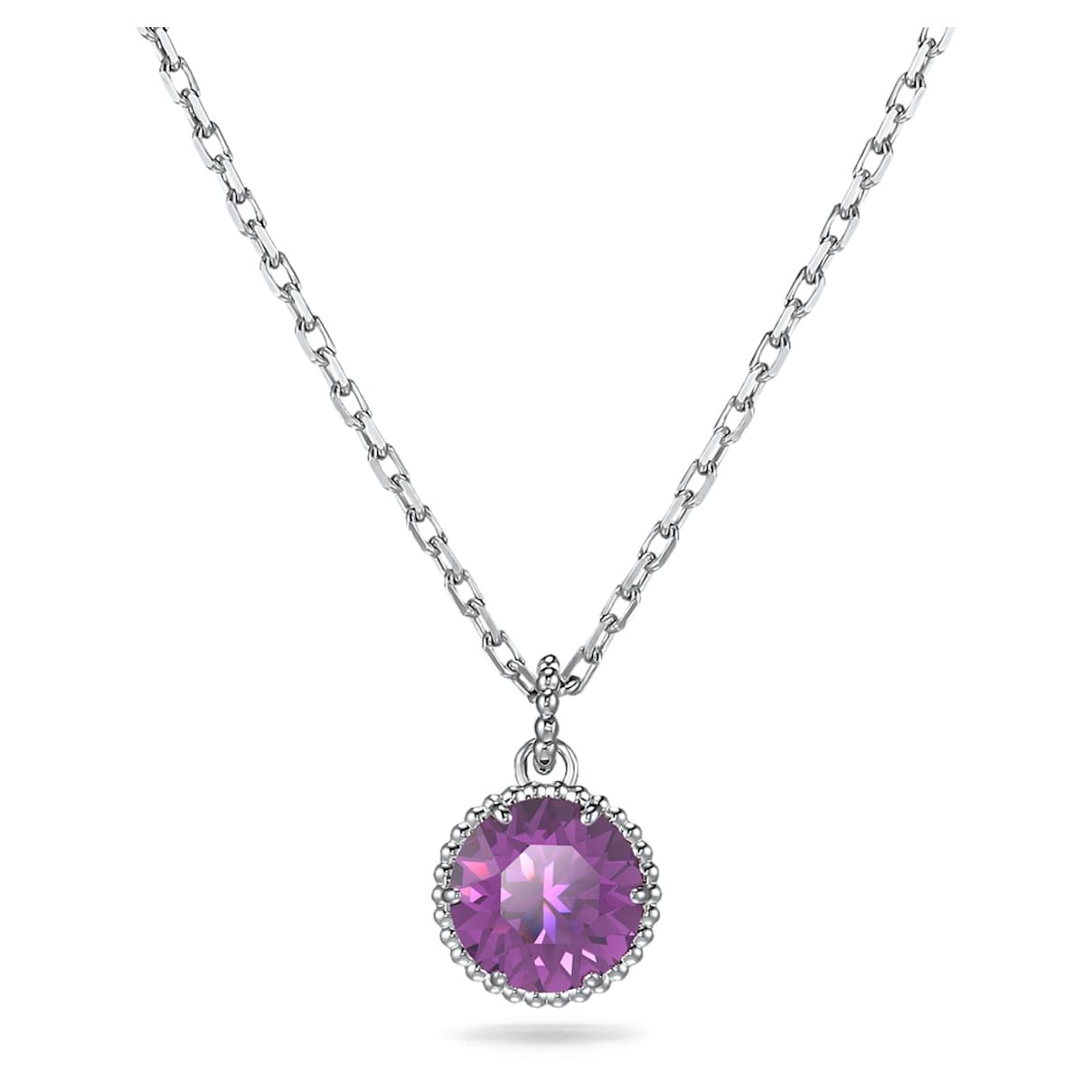 

Wisiorek Birthstone, Szlif okrągły, Luty, Fioletowy, Powłoka z rodu
