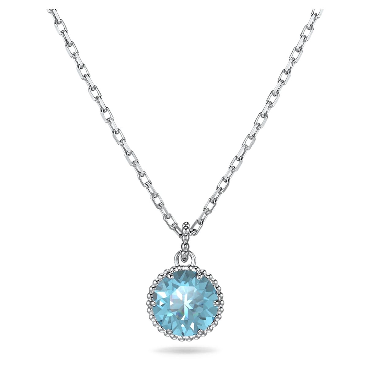 

Pendente Birthstone, Taglio tondo, Marzo, Blu, Placcato rodio