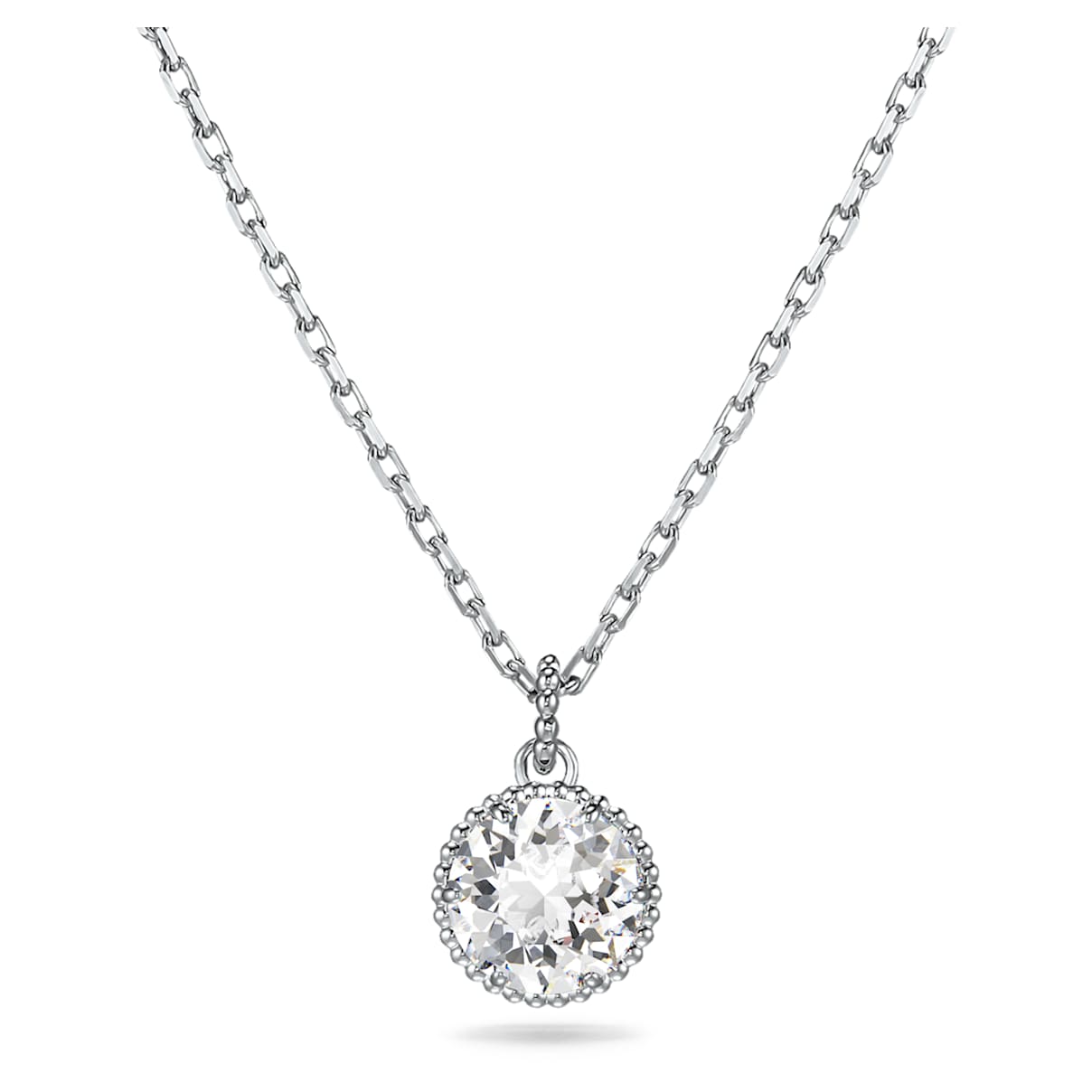 Swarovski Birthstone pendant, Round cut, April, White, Rhodium plated