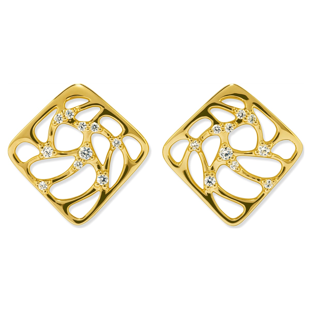 Click to view product details and reviews for Lace Small Earrings Swarovski Created Diamonds 18k Yellow Gold.