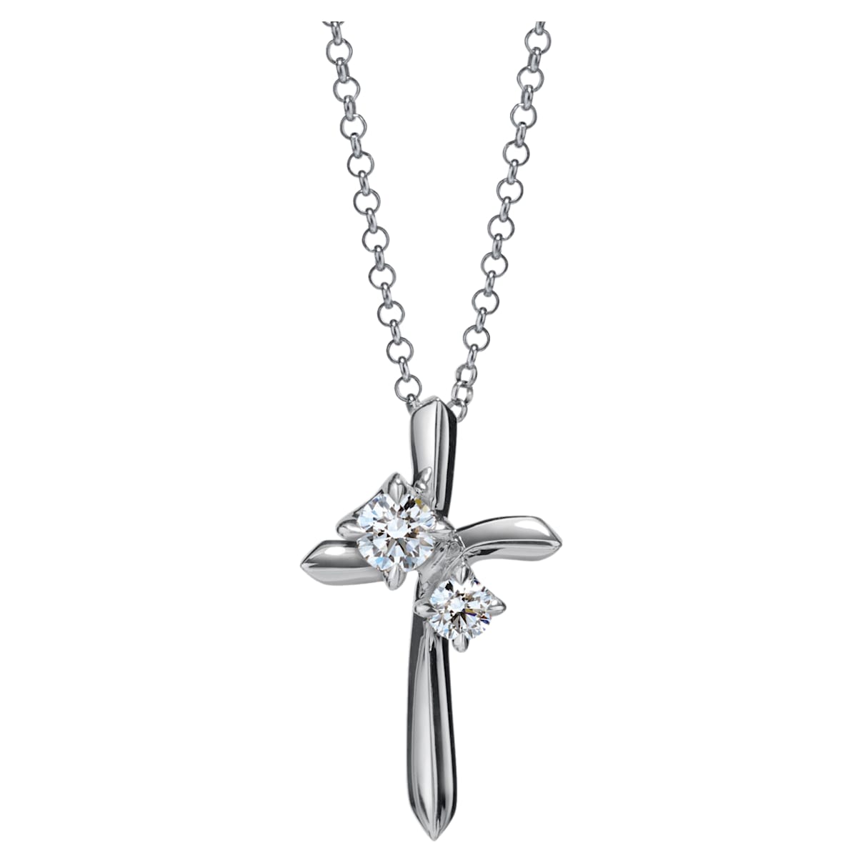 Click to view product details and reviews for Intimate Cross Necklace Swarovski Created Diamonds 18k White Gold.