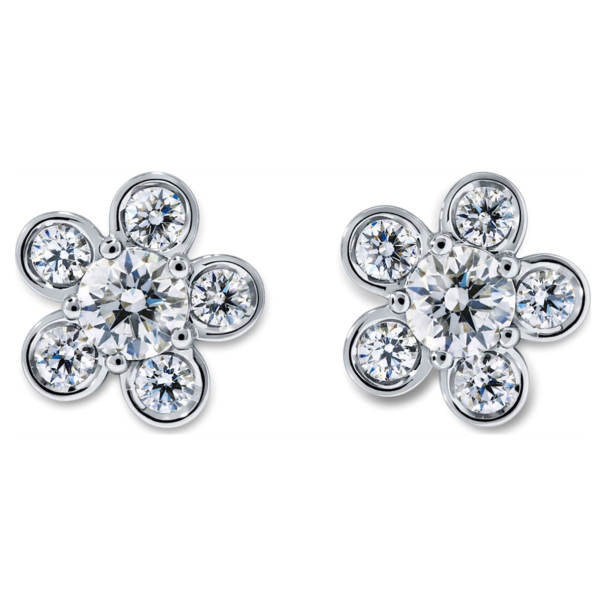 Bloom Stud Earrings, Swarovski Created Diamonds, 18K White Gold