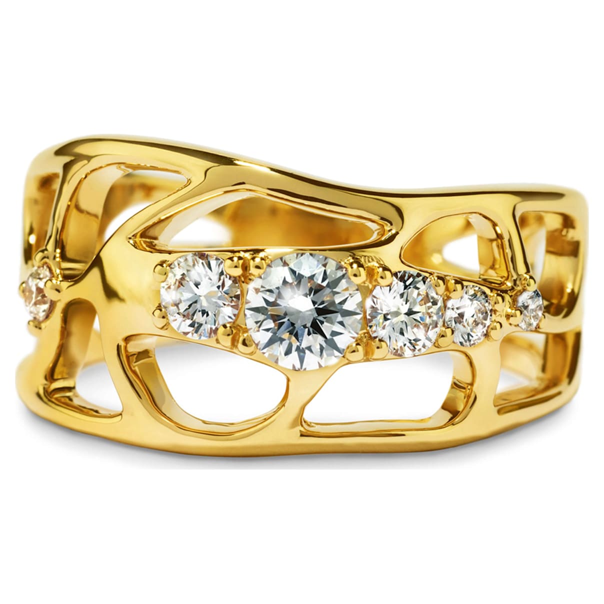 Diama 18K Lace Narrow Ring, Swarovski Created Diamonds, 18K Yellow Gold, Size 55