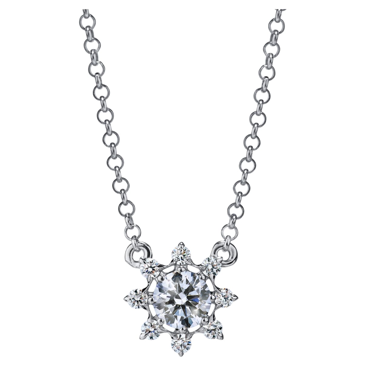 Click to view product details and reviews for Bloom Pointed Necklace Swarovski Created Diamonds 18k White Gold.
