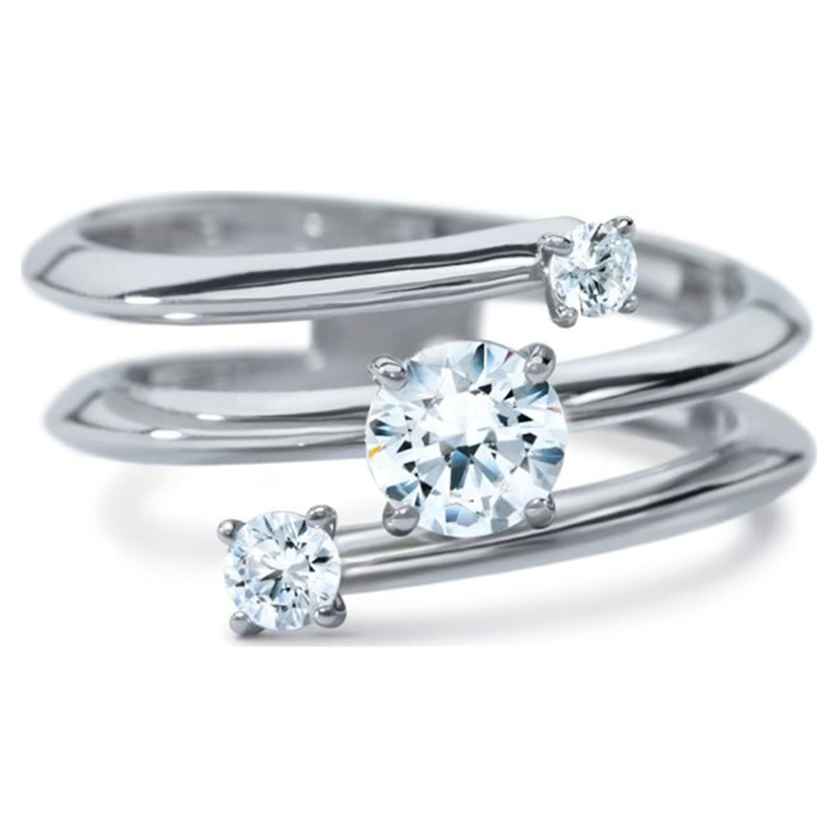 Click to view product details and reviews for Intimate Spiral Ring Swarovski Created Diamonds 18k White Gold Size 55.