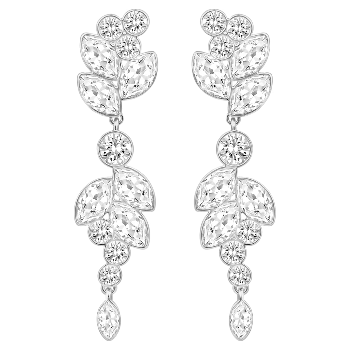 

Diapason drop earrings, Mixed cuts, White, Rhodium plated