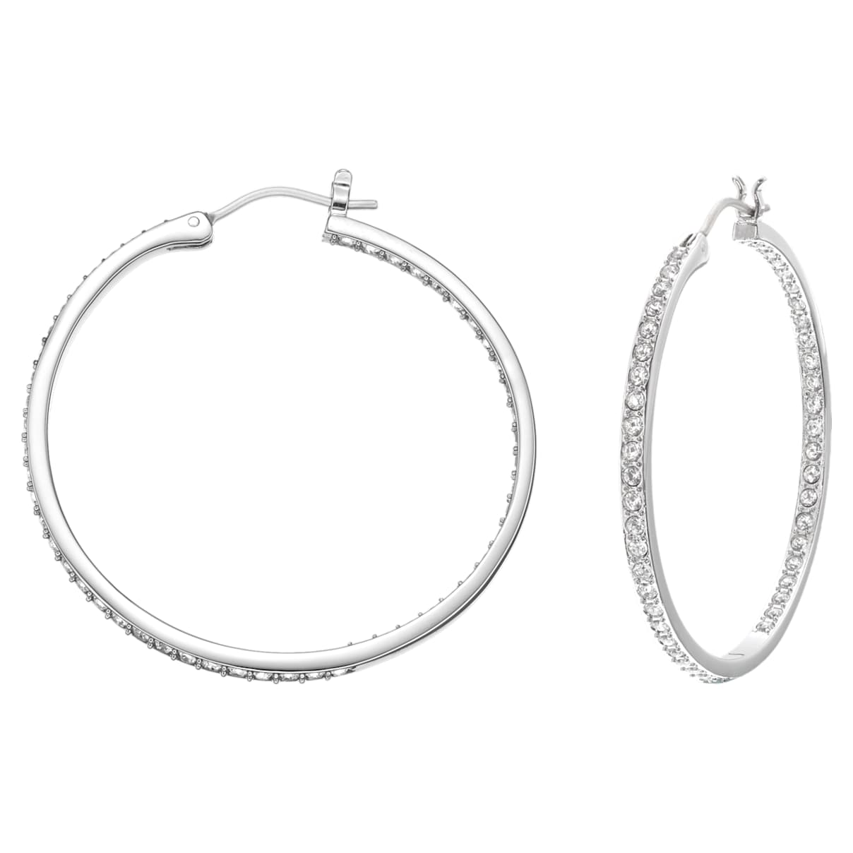 

Sommerset hoop earrings, White, Rhodium plated