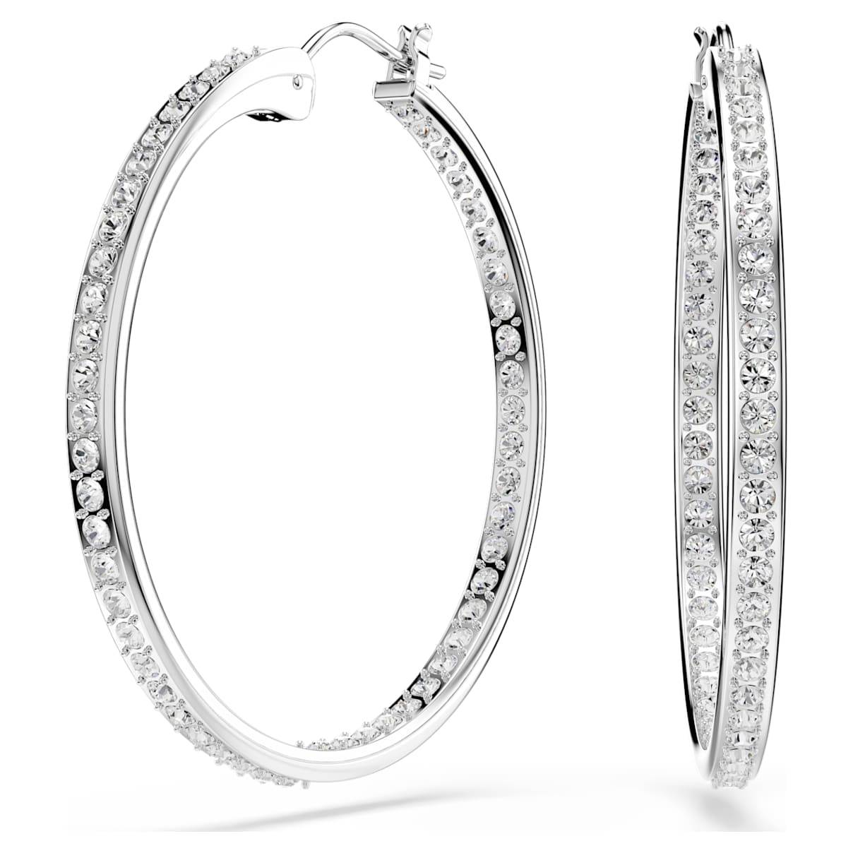 Click to view product details and reviews for Sommerset Hoop Pierced Earrings White Rhodium Plated.