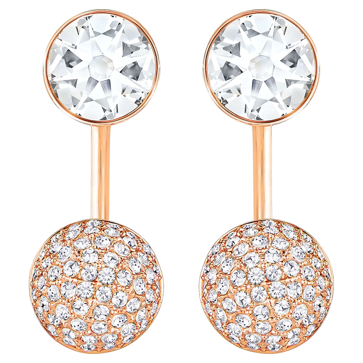 

Forward earring jackets, Round cut, White, Rose gold-tone plated