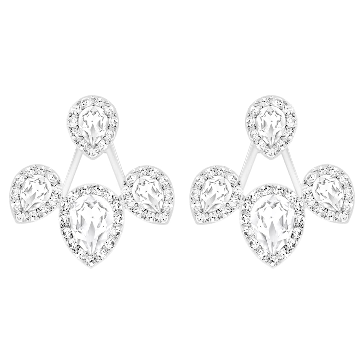 

Latisha earring jackets, Pear cut, White, Rhodium plated