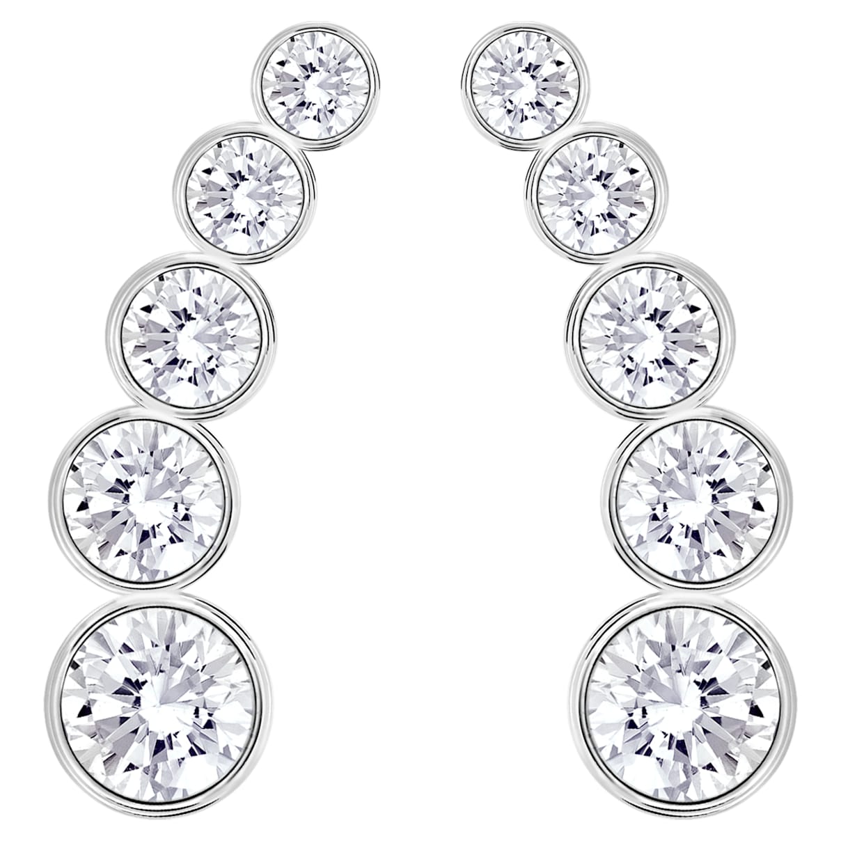 

Harley ear cuffs, Round cut, White, Rhodium plated