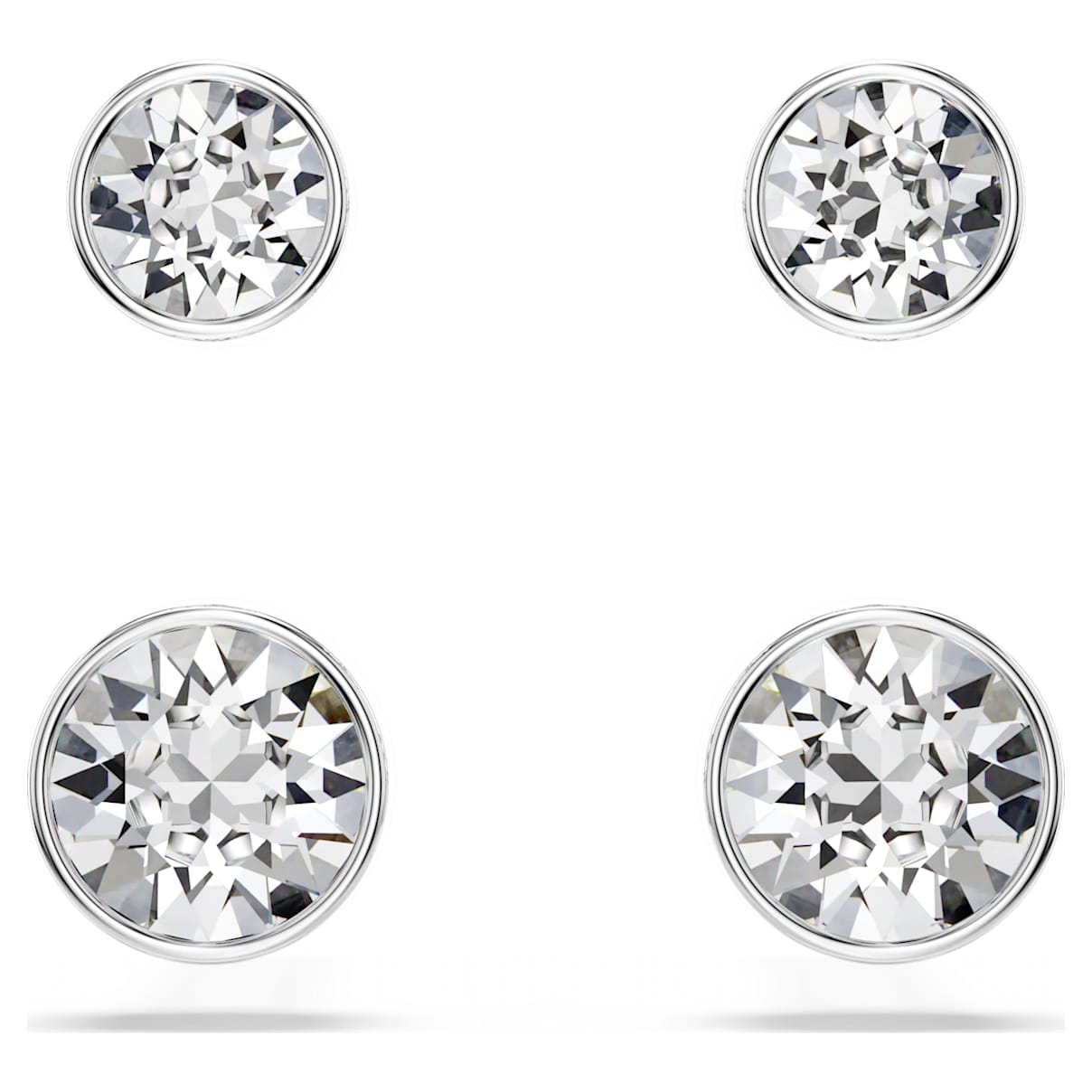 

Harley stud earrings, Set (2), Round cut, White, Rhodium plated