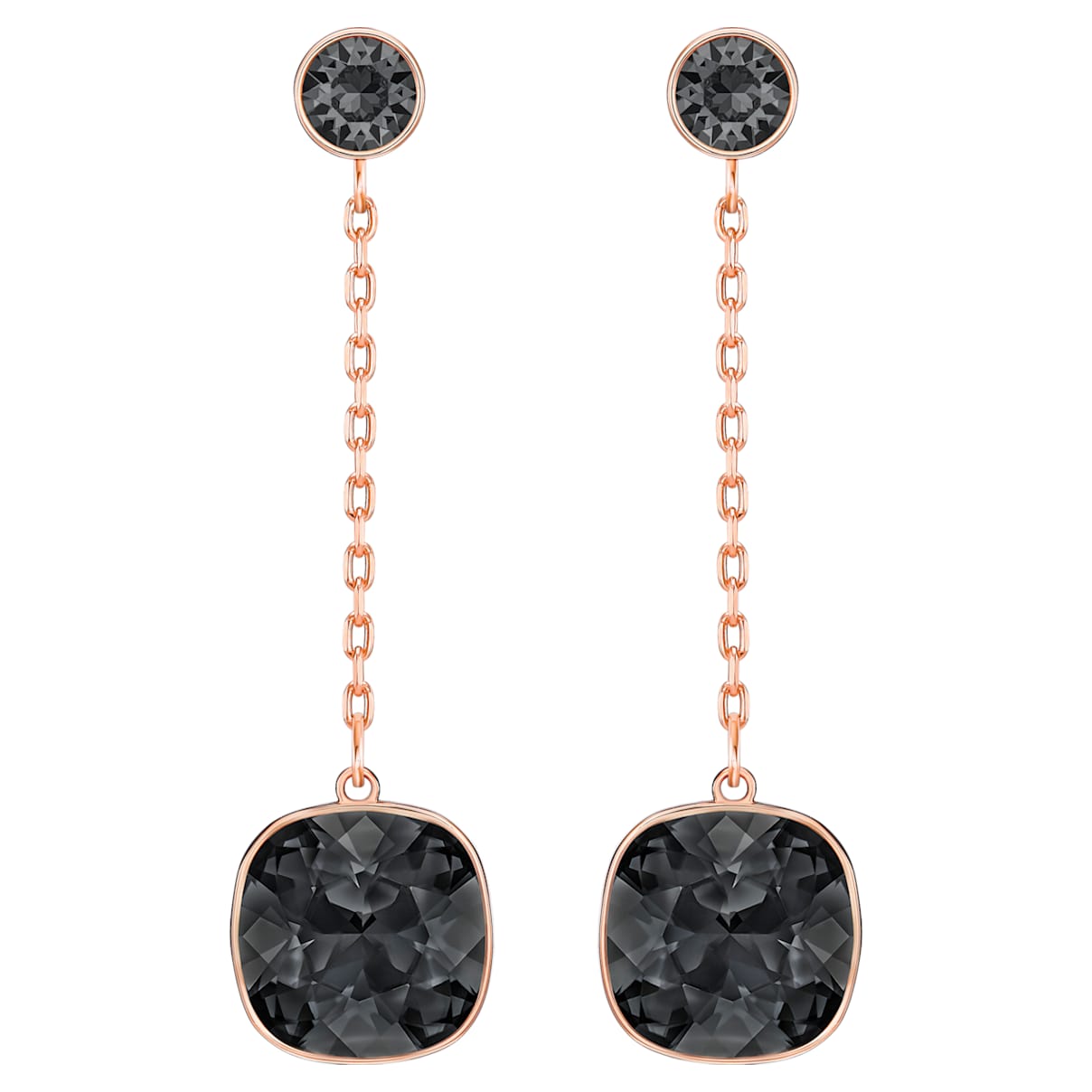 Click to view product details and reviews for Lattitude Chain Pierced Earrings Black Rose Gold Tone Plated.