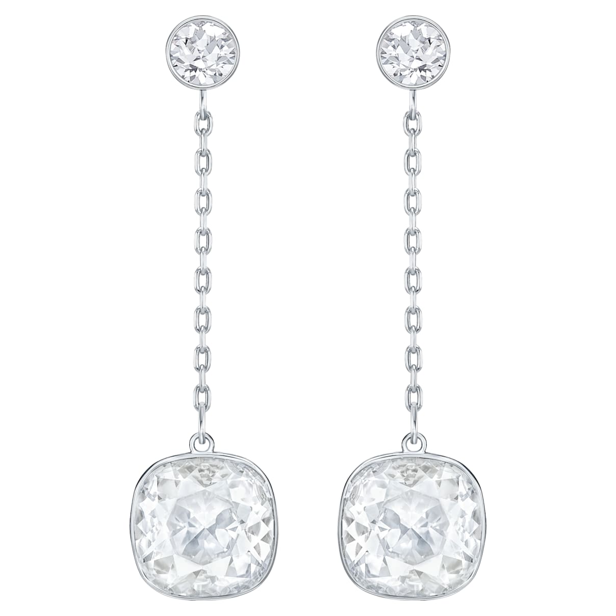 

Lattitude drop earrings, White, Rhodium plated