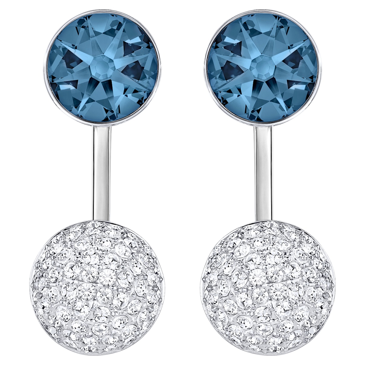 

Swarovski Forward earring jackets, Round cut, Blue, Palladium plated