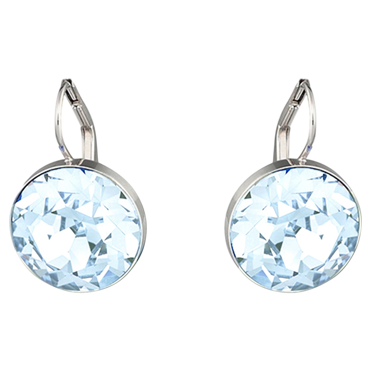 Swarovski Bella drop earrings, Blue, Rhodium plated