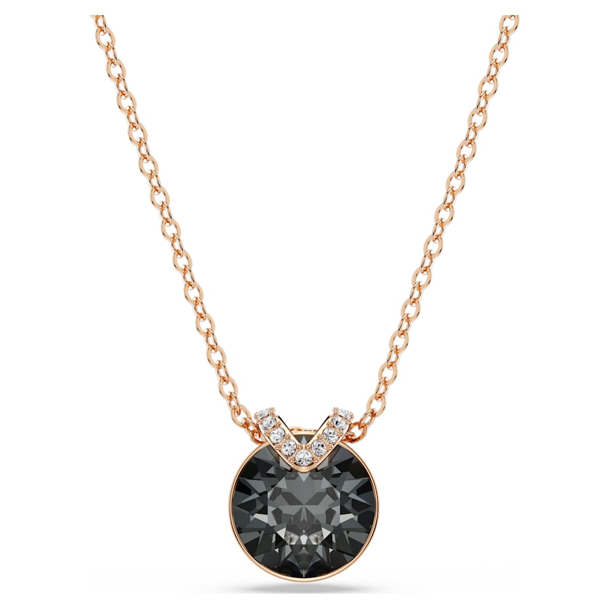 Swarovski Bella V Pendant  Round Cut  Grey  18K Rose Gold Finish