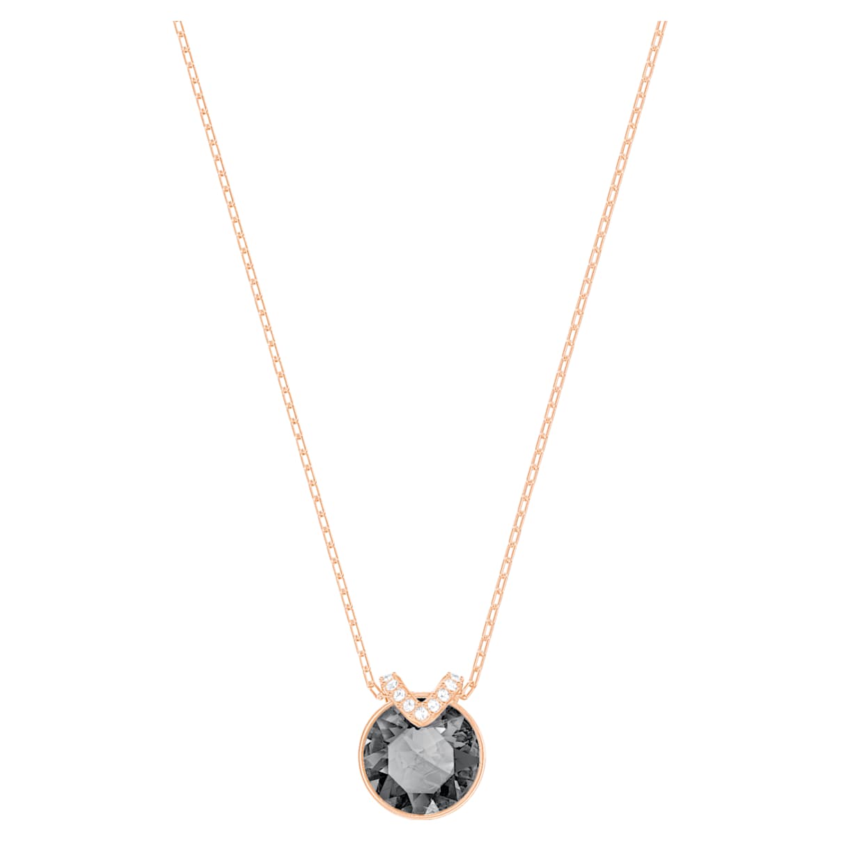 

Bella V pendant, Round cut, Gray, Rose gold-tone plated