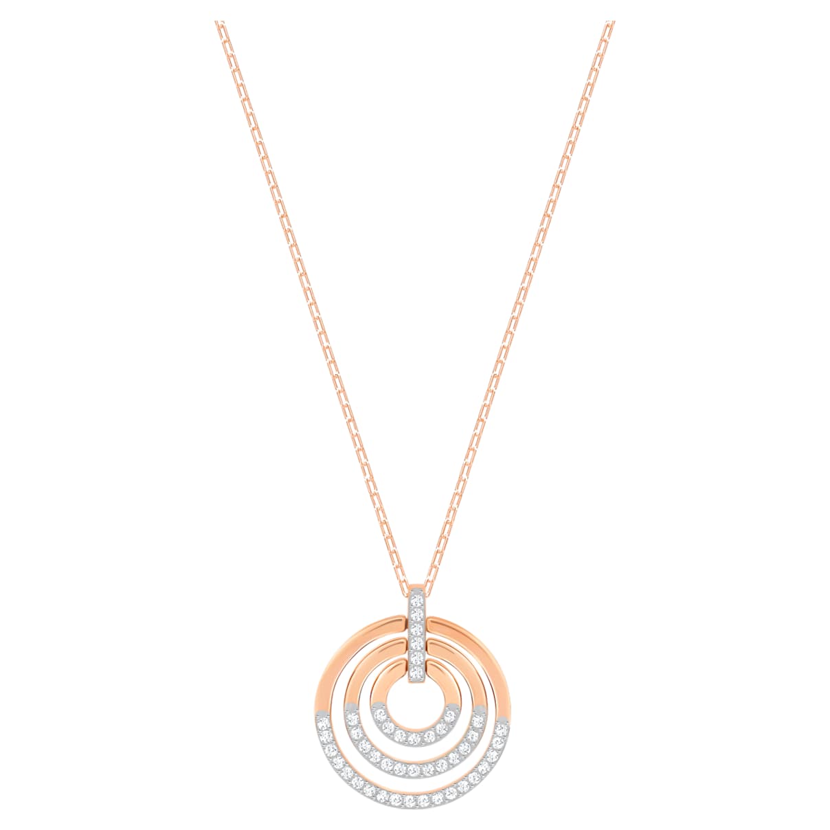 Swarovski Circle pendant, Round shape, White, Mixed metal finish