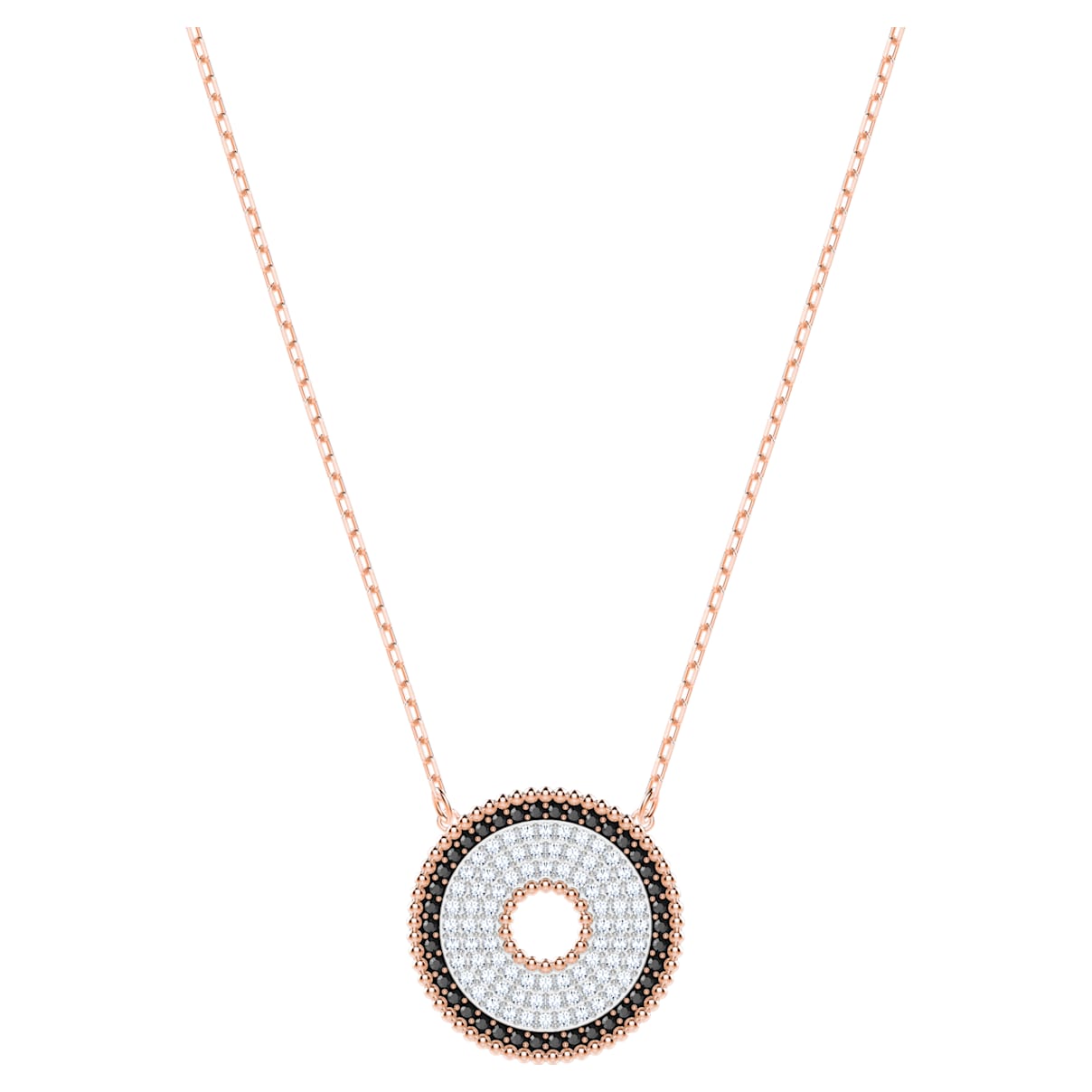 

Swarovski Lollypop necklace, Round shape, Black, Rose gold-tone plated