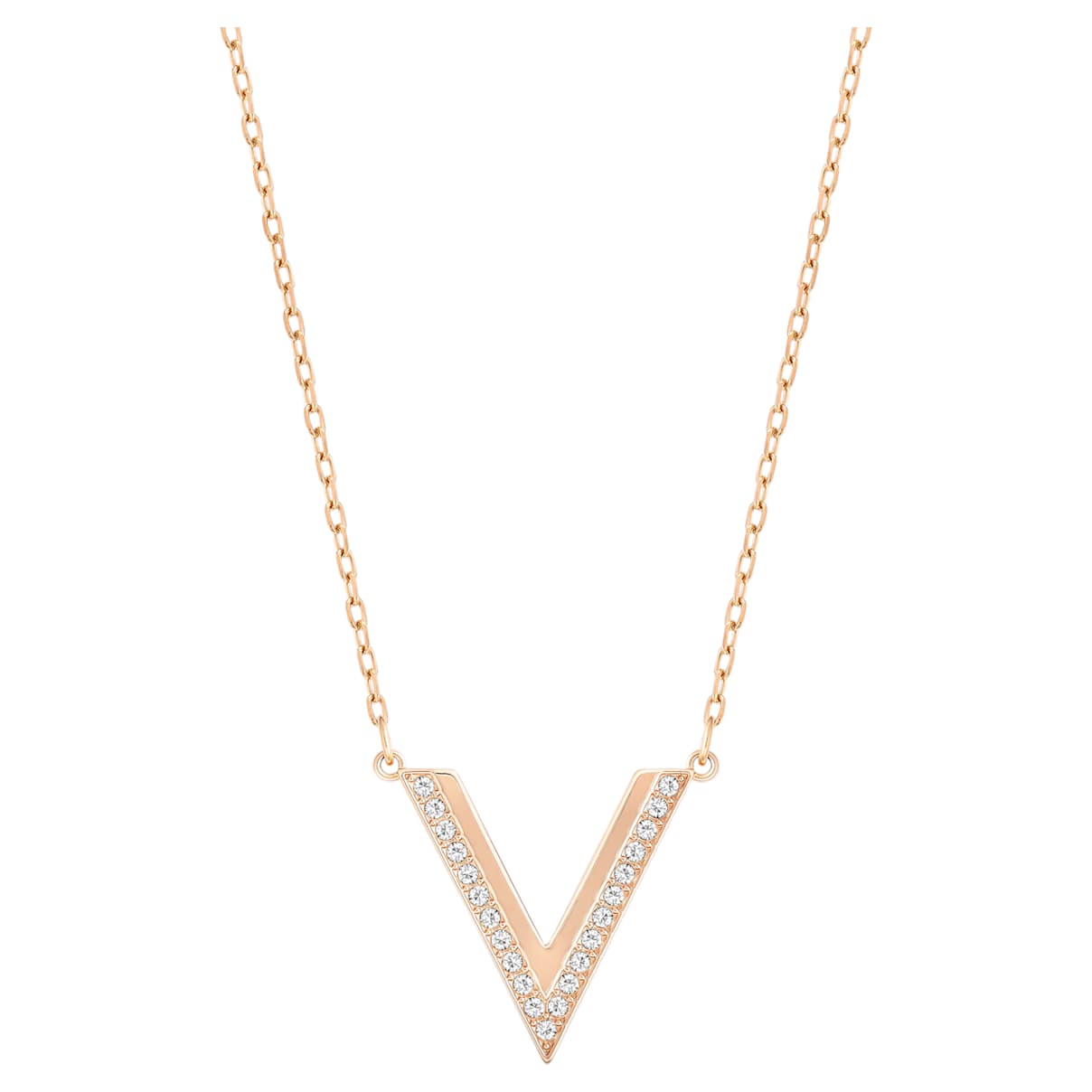Delta necklace, White, Rose gold-tone plated