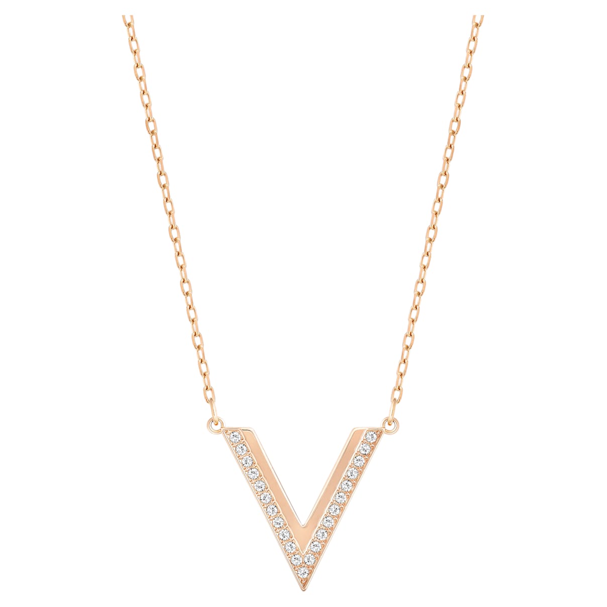 Delta necklace White, Rose-gold tone plated