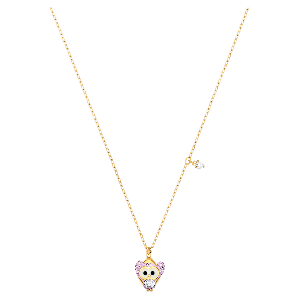 Swarovski Little pendant, Owl, Purple, Gold-tone plated