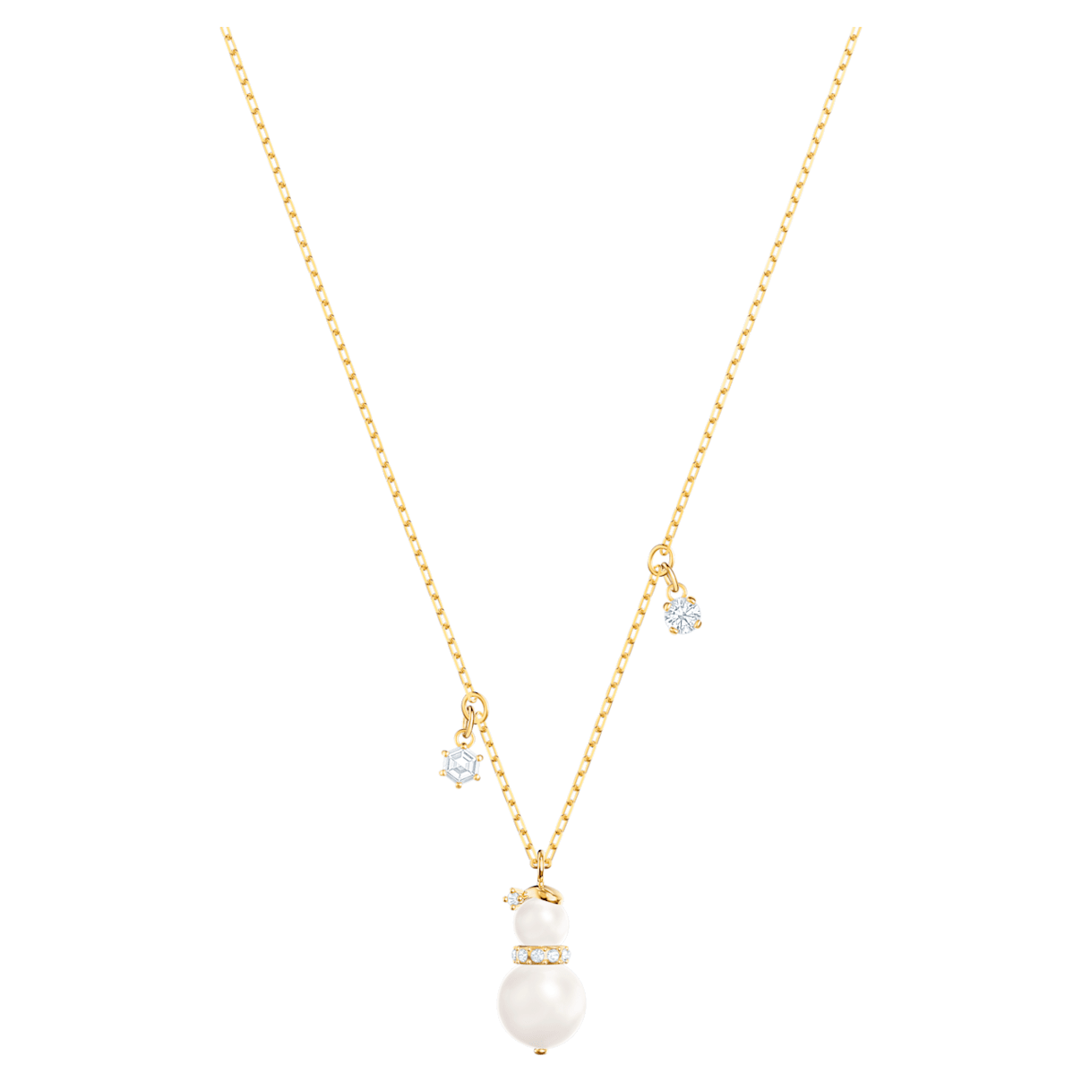 Swarovski Little pendant, Snowman, White, Gold-tone plated