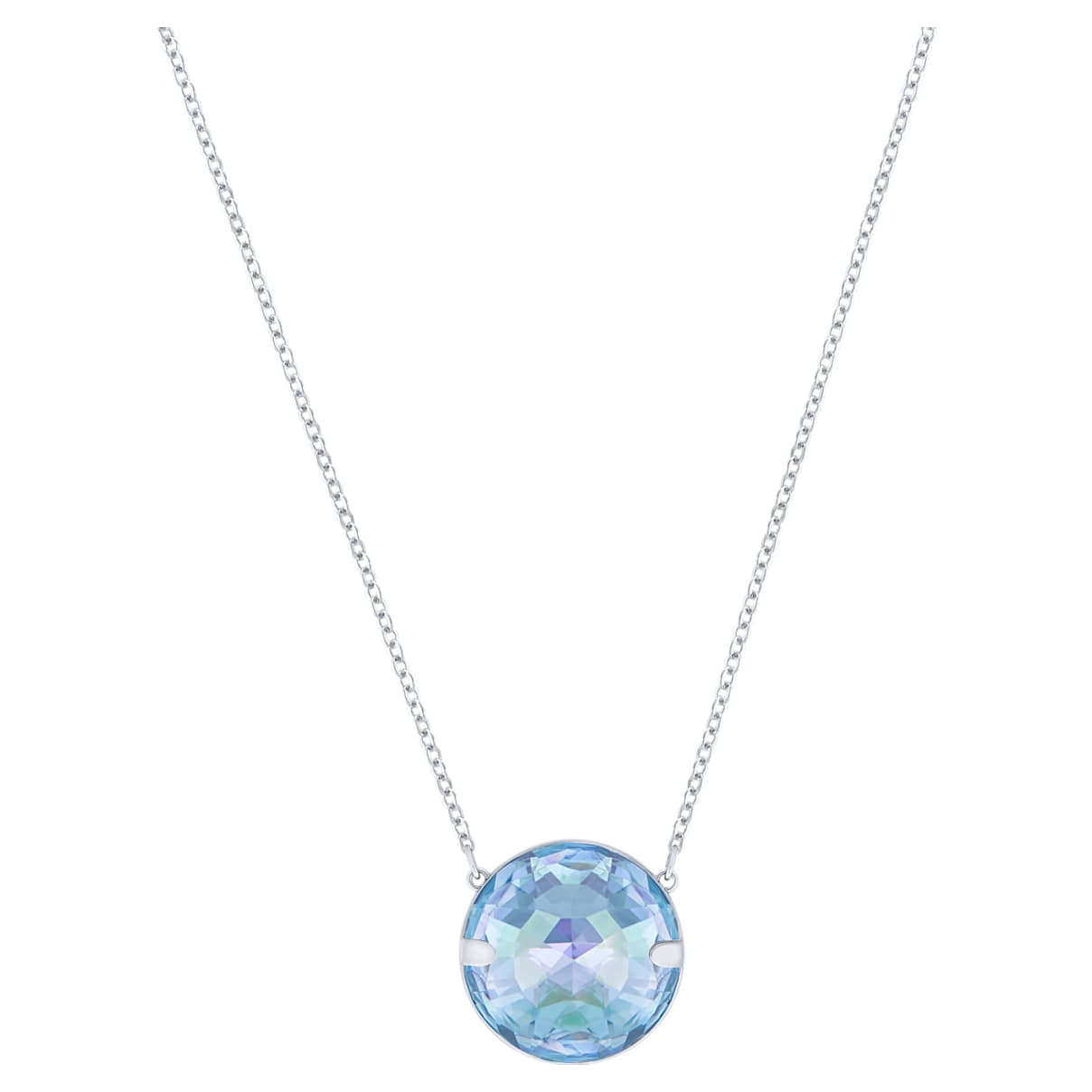 Swarovski Globe necklace, Round cut, Blue, Rhodium plated